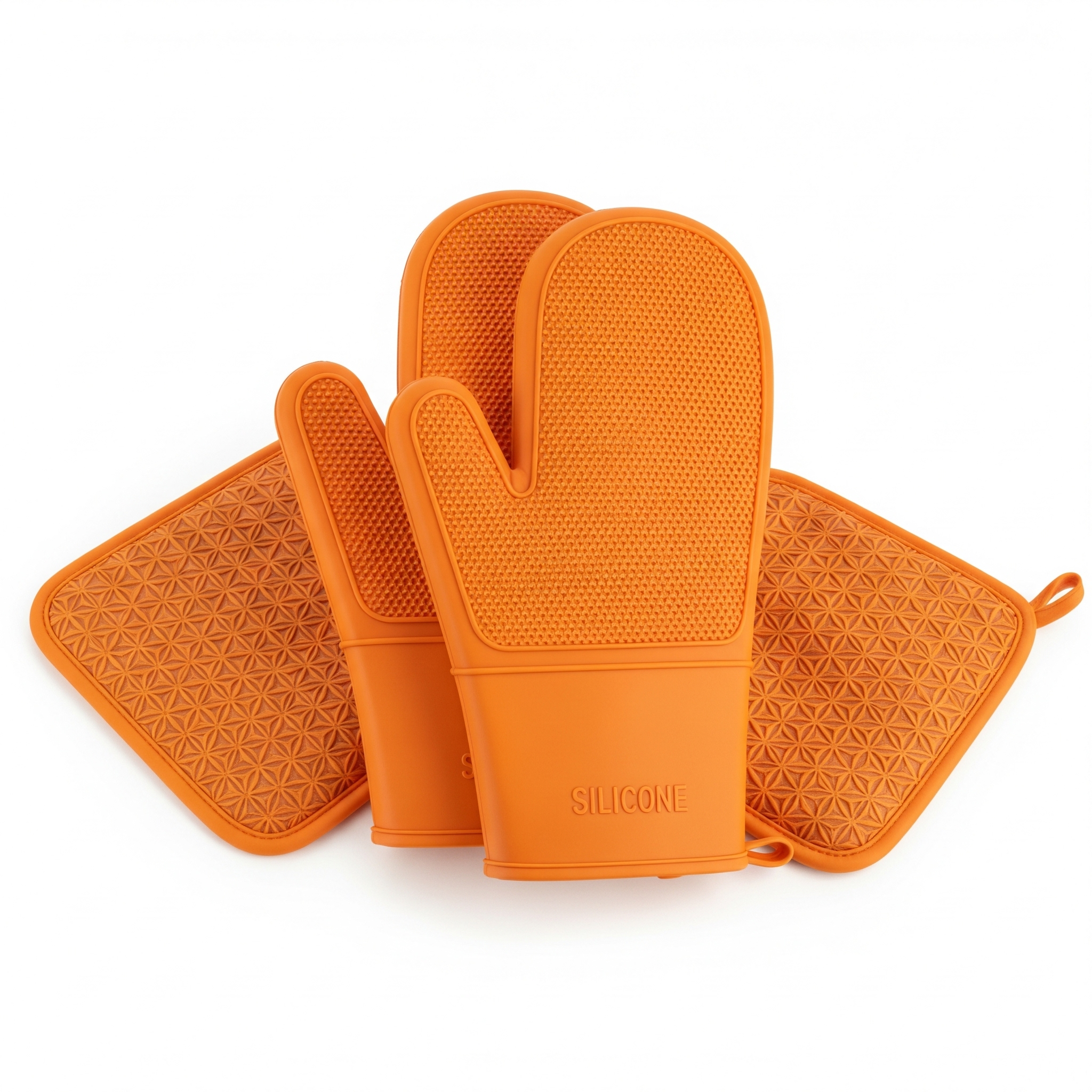 Silicone Oven Mitts & Pot Holders Set